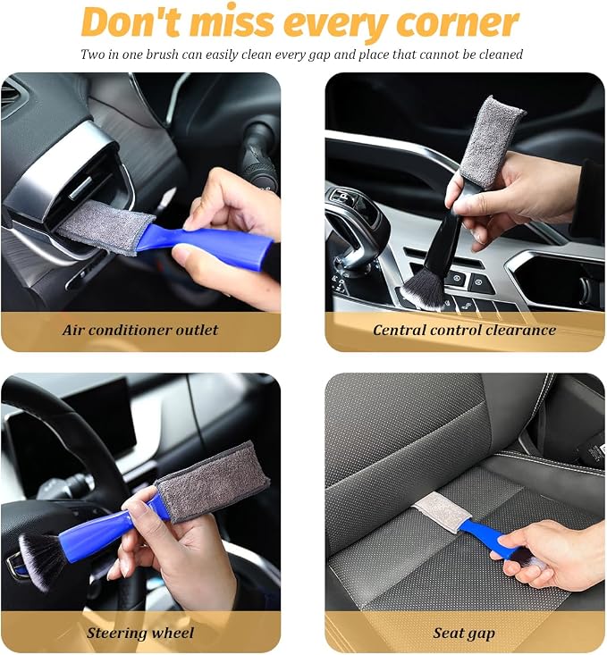 Double Head Brush for Car Clean, 2 in 1 Soft Auto Duster Detailing Cleaning - Image 4