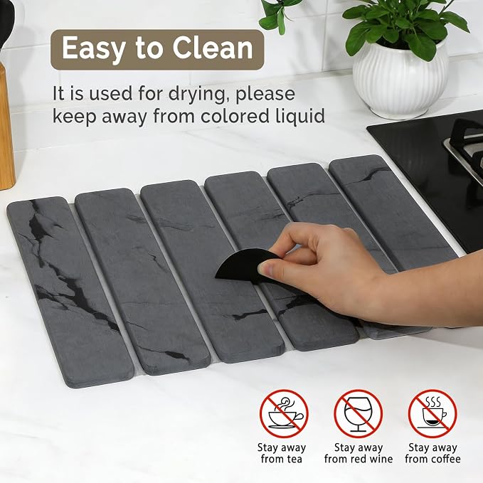 Large Stone Dish Drying Mat for Kitchen Counter, Foldable Water Absorbing - Image 5