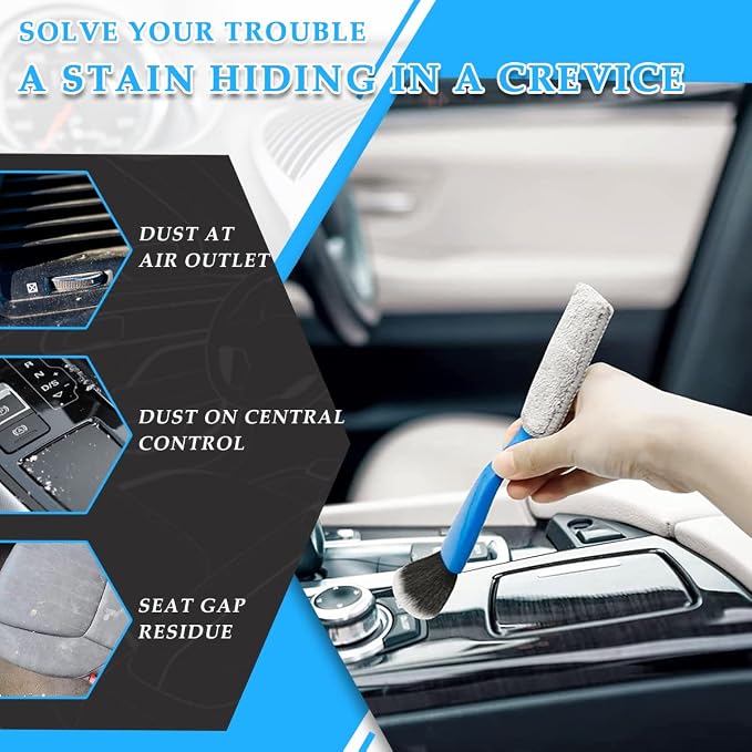 Ziciner 1 PC Double Head Brush for Car Clean, Soft Auto Interior Duster - Image 3