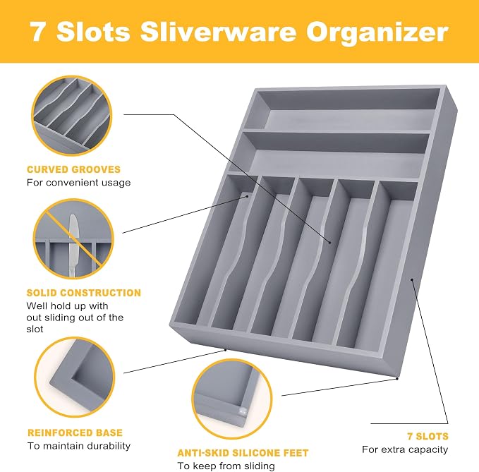 Kitchen Bamboo Silverware Organizer, Kitchen Drawer Organizer - Image 5