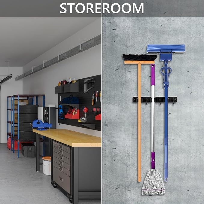 YA MI Mop holder, broom holder, stainless steel wall hanging tool storage device - Image 6