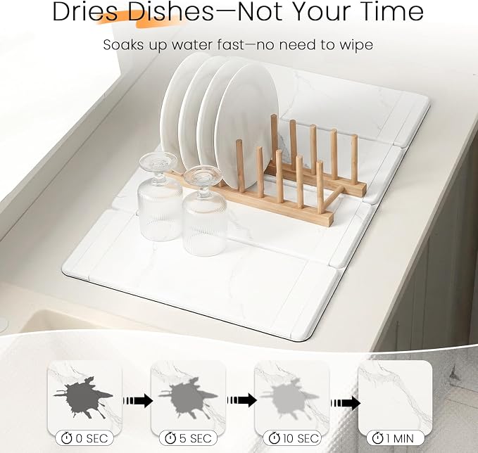 Large Stone Drying Mat for Kitchen Counter, Easier Cleanup - Image 7