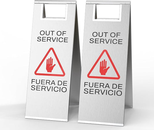 Stainless Steel Out of Service Sign Portable Foldable Sign 2-Pack by CrazyAnt