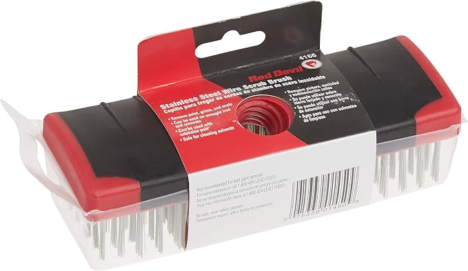 Red Devil 4166 7-Inch Soft Grip Stainless Steel Scrub Brush - Image 2