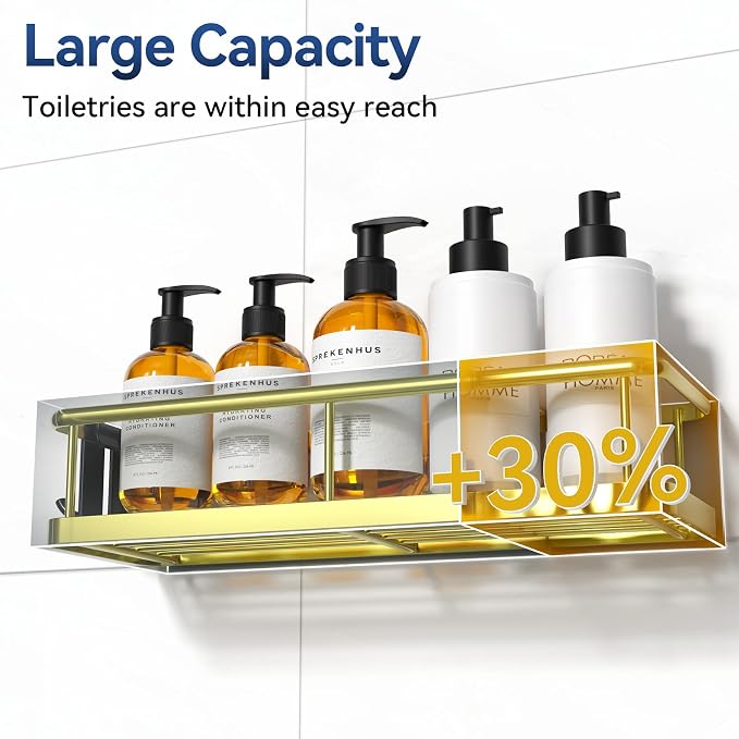 YASONIC Shower Caddy Adhesive, No Drill Bathroom Shower Organizers, - Image 4