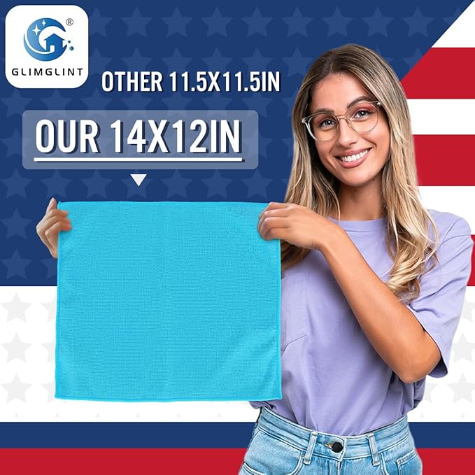GLIMGLINT Microfiber Cleaning Cloth, 150 Pack Cleaning Rags, Cleaning Towels - Image 2
