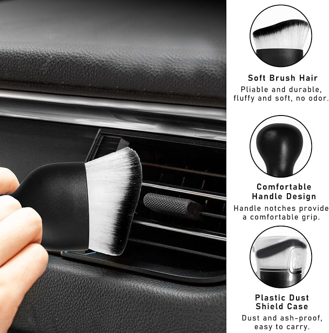 Car Interior Dust Brush, Soft Scratch Free Auto Detailing Brushes, Universal - Image 3