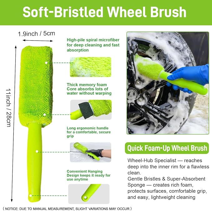 7PCS Car Wheel Brush Kit – XINDELL Rim & Tire Cleaning Brush Set, Scratch-Free - Image 3