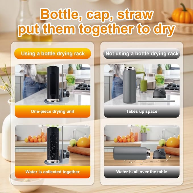 Silicone Water Bottle Boot and Bottle Drying Rack Compatible - Image 4