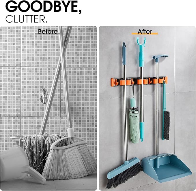 Unjumbly Broom Holder Wall Mount, Drilling Free Mop and Broom Holder - Image 9