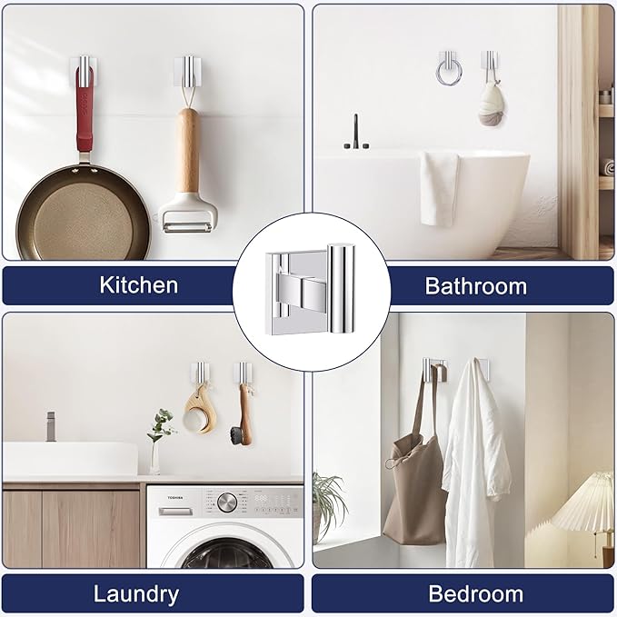 Towel Ring Set 4 Piece Bathroom Hardware Set Includes Towel Ring 2 Towel Hooks - Image 5