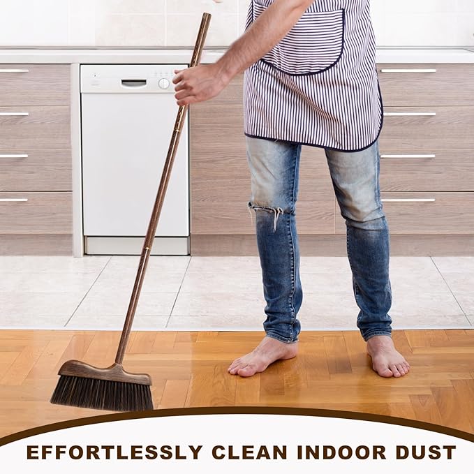 Wood Broom with Long Handle Soft Bristle Sweeper Broom Indoor Hand Brooms - Image 2