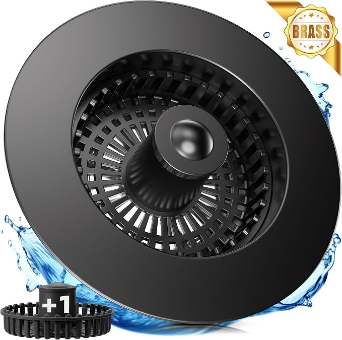 3-in-1 Kitchen Sink Strainer & Stopper, Matte Black Pop Up Drain Filter – by Unknown