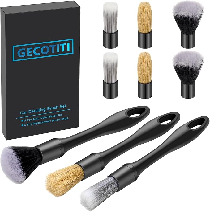 9 Pcs Car Detailing Brush Set No Scratch by Gecotiti