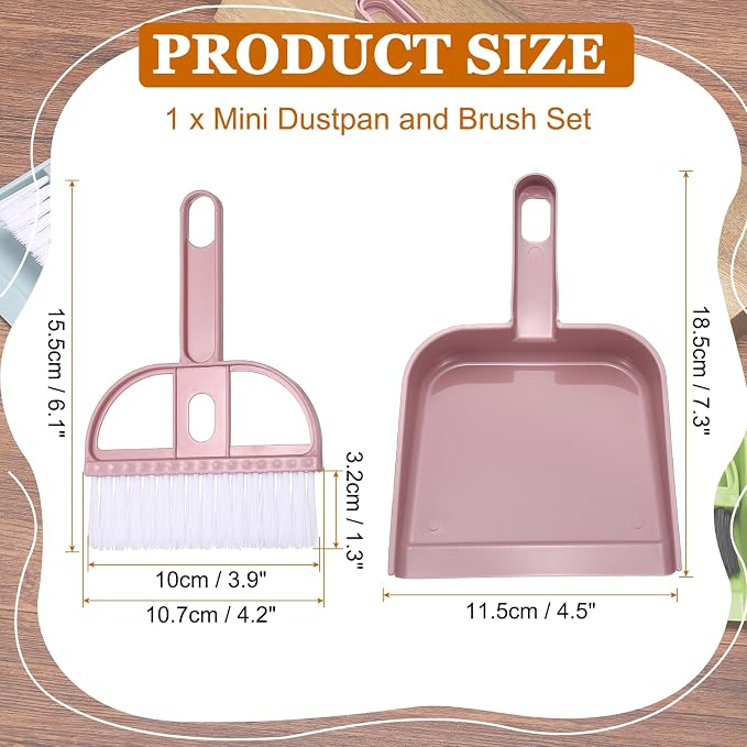 uxcell 2 Pcs Mini Dustpan and Brush Set, Small Broom and Dustpan Set - Image 2