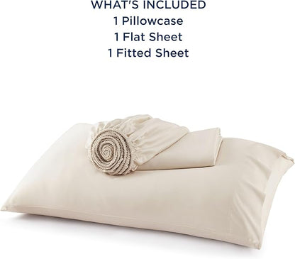 Bedsure Cooling Sheets Twin XL, Rayon Derived from Bamboo, Breathable & Soft Twin XL Sheet Sets, Deep Pocket Up to 16 Inches, Hotel Luxury Silky Dorm Bedding for Hot Sleepers, Light Beige