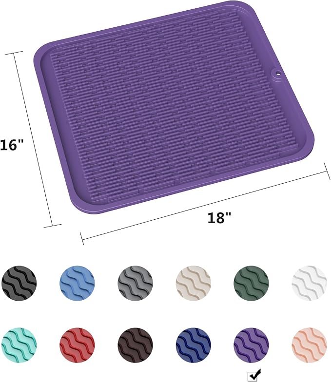 ZLR Silicone Dish Drying Mat for Kitchen Counter, Eco-Friendly Fast Dry Dish Mat - Image 6