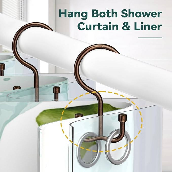 Goowin Shower Curtain Hooks, Shower Curtain Rings, Durable Rust Proof Shower - Image 5