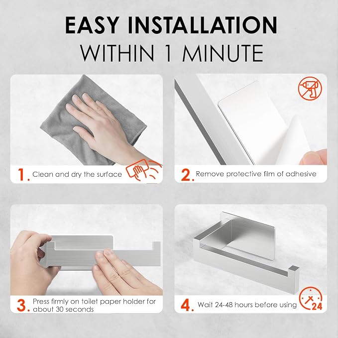 Auxmir Toilet Paper Holder Self Adhesive, Premium Thicken SUS304 Stainless - Image 8