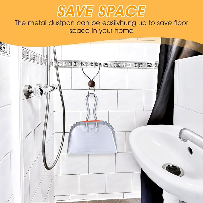 4 Pack Heavy Duty Metal Dustpan Large Wide Dust Pans - Image 5