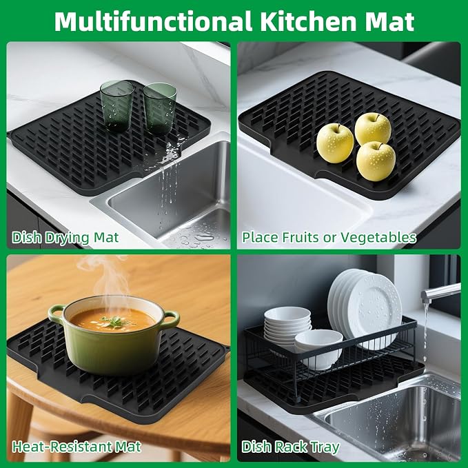 LONGKING Black Non-Slip Dish Drying Mat - Image 2