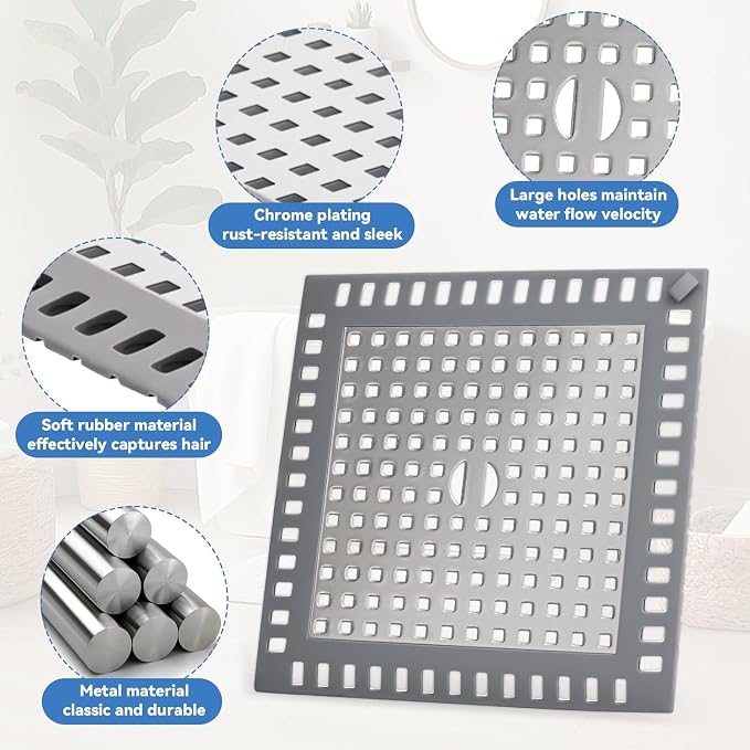 Shower Drain Hair Catcher, 4.72" Shower Drain Cover, All-in-One Universal Sink - Image 6