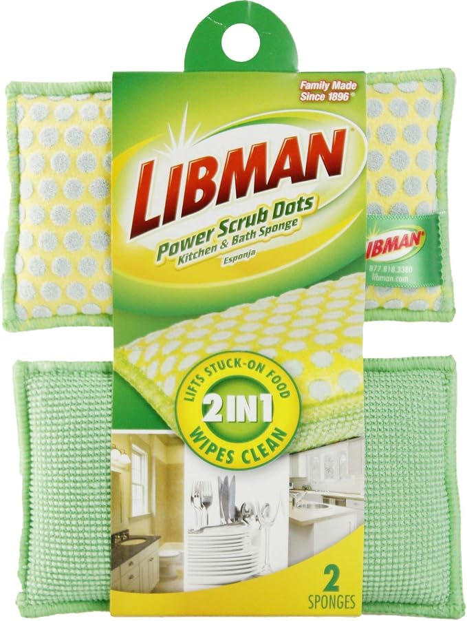 Libman 00336 Power Scrub Dots Kitchen and Bath Sponge 2 Count - Image 3