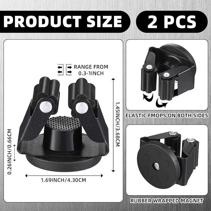 2 Pcs Magnetic Mop Broom Holder Movable Magnetic Broom Holder Rack, Anti Slip - Image 2