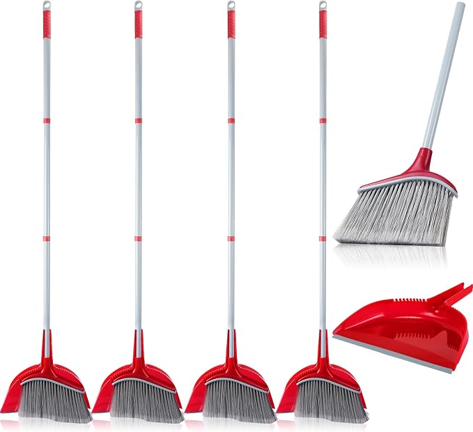 Meanplan 4 Pcs Angle Broom and Dustpan Combo Set by Meanplan