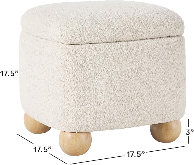Walker Edison Linley Contemporary Small Storage Bouclé Ottoman - Image 2
