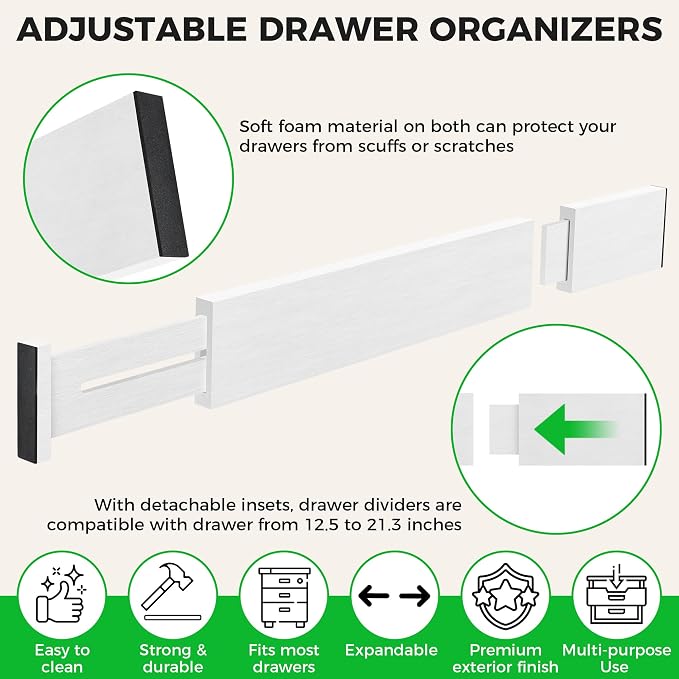 Bamboo Drawer Dividers Organizer - Image 3
