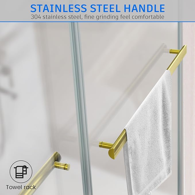 Frameless Sliding Shower Door, Stainless Steel Hardware, Double Sliding Shower - Image 5