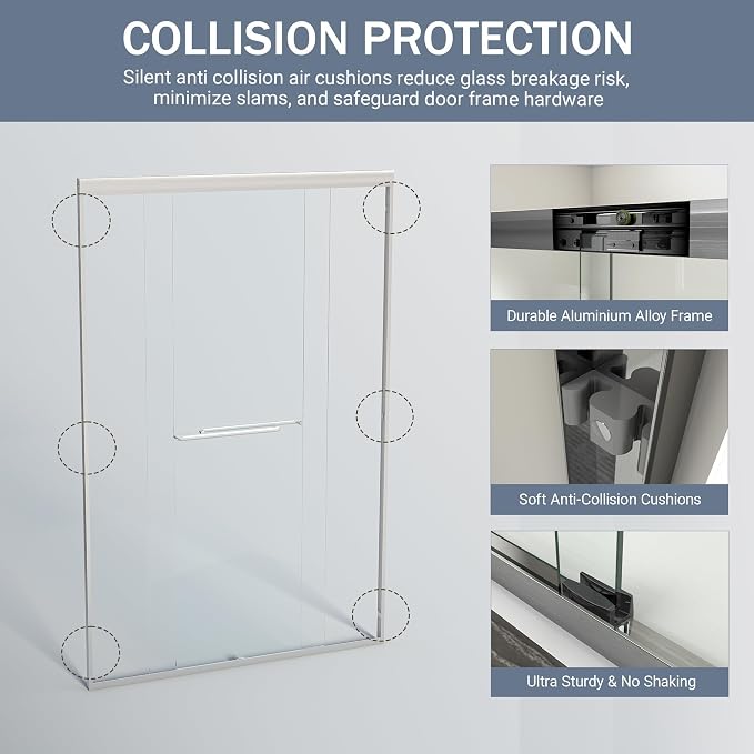 44-48 in. W x 72 in. H Double Sliding Shower Door, Semi-Frameless Bypass - Image 8