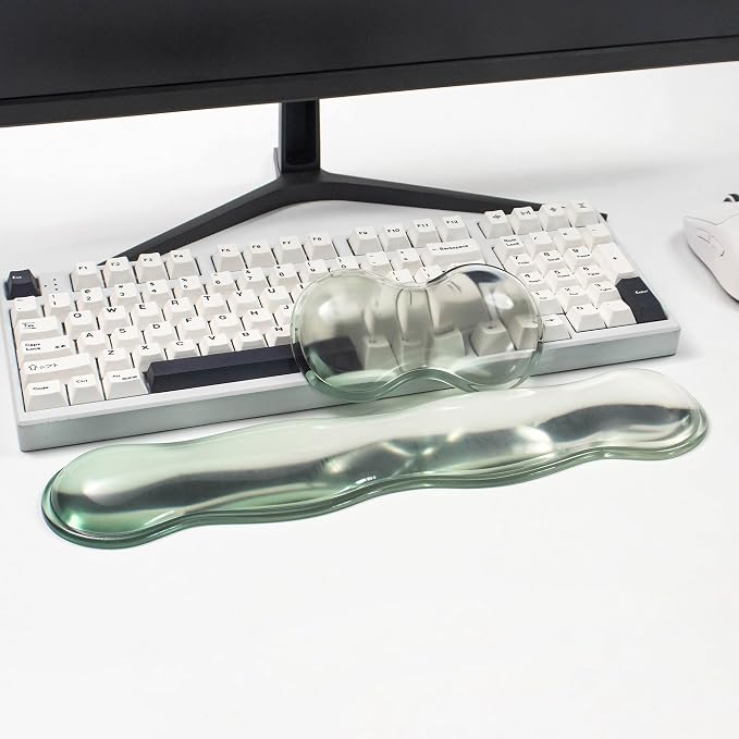 Ergonomic Gel Keyboard and Mouse Wrist Rest Set – Green Clear Wrist Rest - Image 5