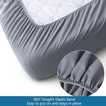 SPRINGSPIRIT Cot Sheets 30" x 75" x 9", 4 Piece Cot Sheet Set, Cot Size Fitted Sheets with Narrow Twin/Camp Bunk/Rvs Bunk/Guest Beds/Trifold Mattress, Grey