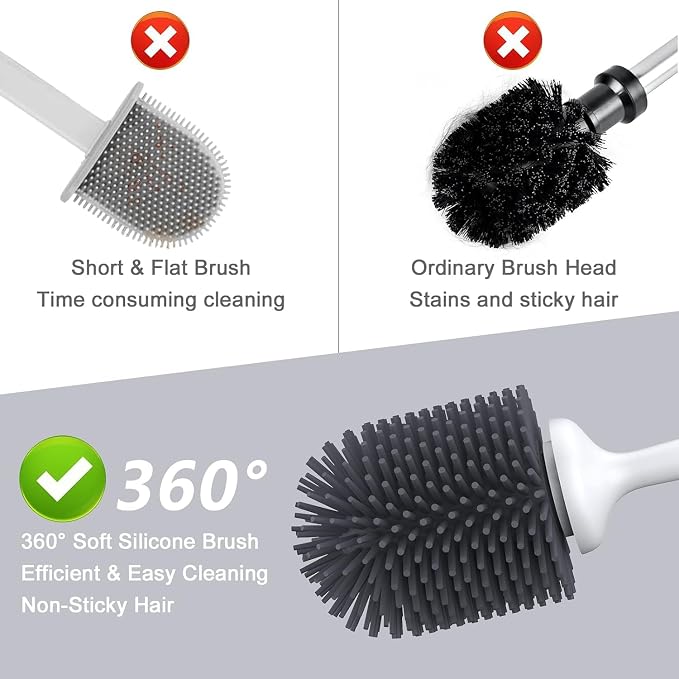 Lefree Toilet Brush and Holder Set, Silicone Brush - Image 5