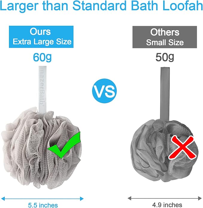 AmazerBath Loofah Sponge 60g/Piece, Exfoliating Bath Sponge Body Scrubber - Image 6