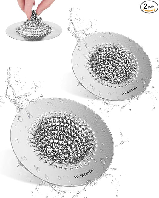 2 PCS Kitchen Sink Drain Strainer, Flippable Mesh Sink Strainer, 304 Stainless by Wokdada