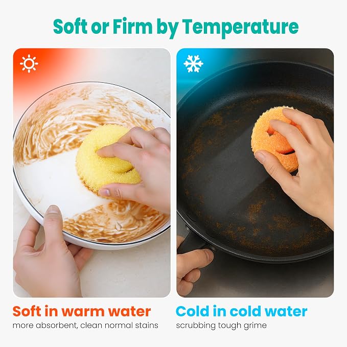 HELIME Scrub Sponges Dish Scrubber, Non-Scratch Multi-Functional Color Sponge - Image 2