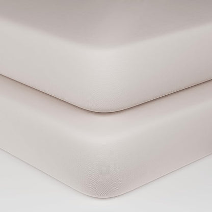 Organic Cotton Fitted Crib Sheets - 100% GOTS Certified Organic Cotton, All-Natural, Dye-Free, Unbleached, Toxic-Free & Breathable Baby Crib Sheets for Standard Crib Mattresses (2 Pack)