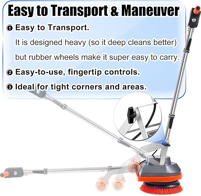 Commercial Floor Scrubber Machine, Heavy Duty Orbital Floor Cleaner, Hardwood - Image 5
