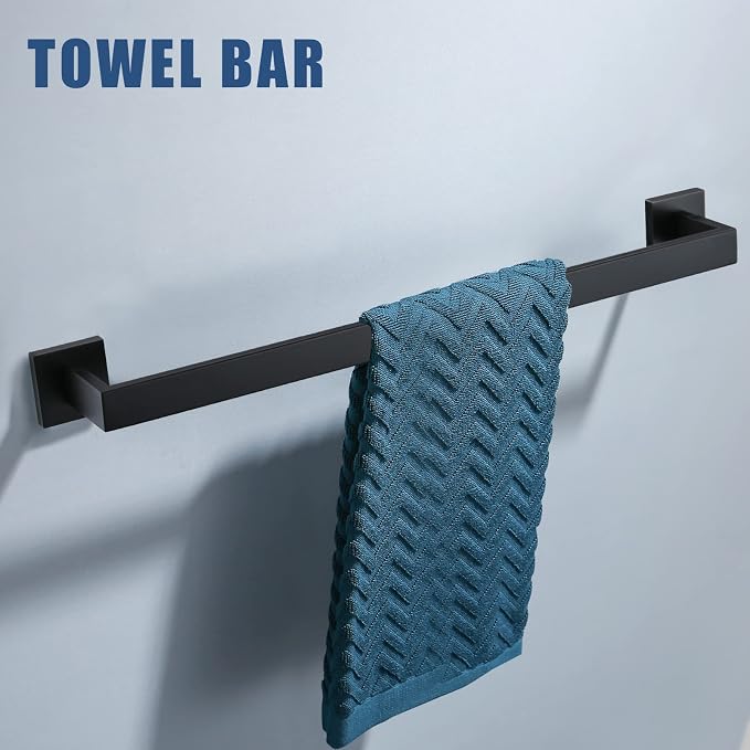 Bathroom Towel Bar Holder Sets Matte Black 4-Piece Bathroom Hardware Set - Image 7