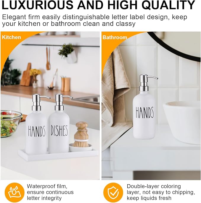 Glass Soap Dispenser for Kitchen, Farmhouse Kitchen Dish Hand Soap Dispenser Set - Image 4