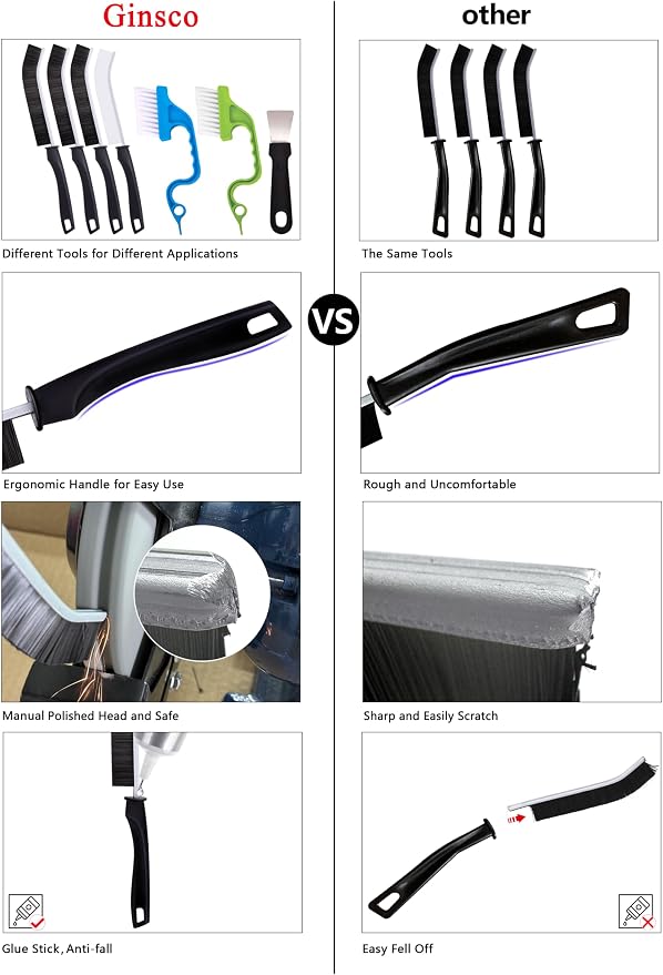 Ginsco 7 Pcs Hard Bristle Crevice Cleaning Brush Kit - Image 6