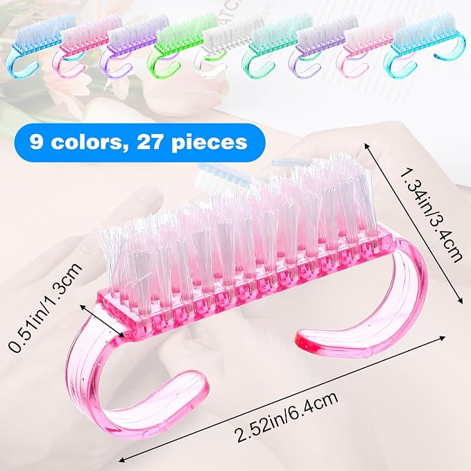 27Pcs Handle Grip Nail Brush Mini Nail Brushes Hand Fingernail Brush Colorful - Image 2