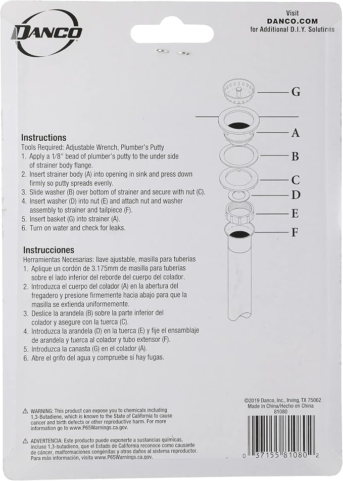 Danco 81080 Sink Strainer Nut and Washer Set - Image 5