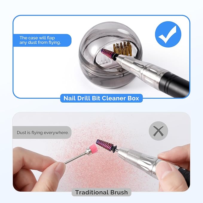 MelodySusie Nail Drill Bits Cleaner Brush Case Accessories - Image 3