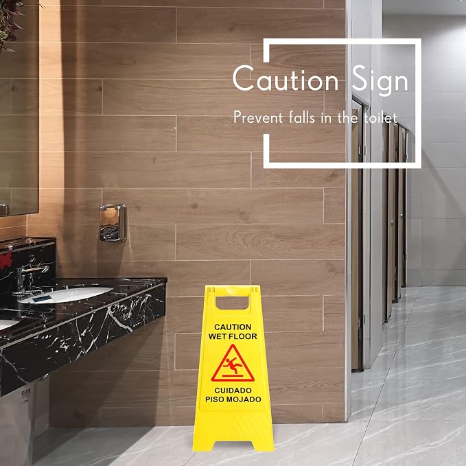 Macarrie 20 Pack Caution Wet Floor Sign Yellow Wet Floor Double Sided Signs - Image 4