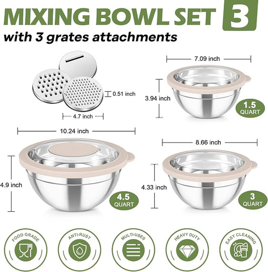TeamFar Mixing Bowls, For Kitchen Mixing/Baking/Storing/Prepping, Visible & - Image 2
