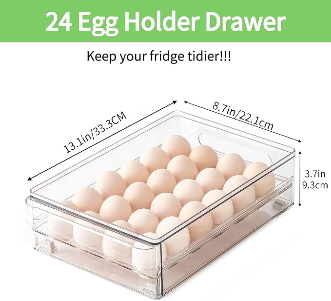 vacane 24 Capacity Egg Holder for Refrigerator Organizer Bins, BPA Free Egg - Image 2